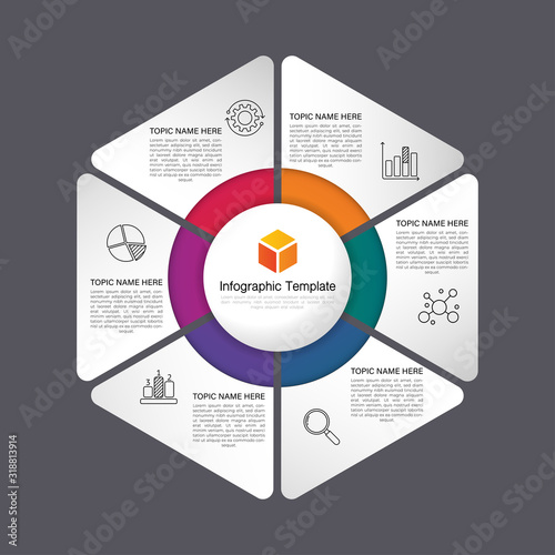 Art & Illustration, Modern Infographic hexagon element template can be used for workflow layout, diagram, number options, web design. Infographic business concept with 6 option, parts, steps or proces