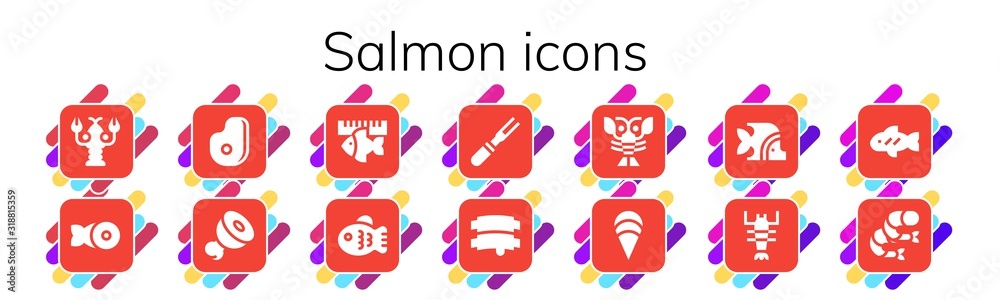 Modern Simple Set of salmon Vector filled Icons Modern Simple Set of salmon Vector filled Icons