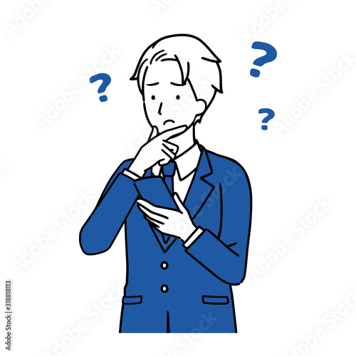 Illustration of a businessman using a smartphone, upper body.