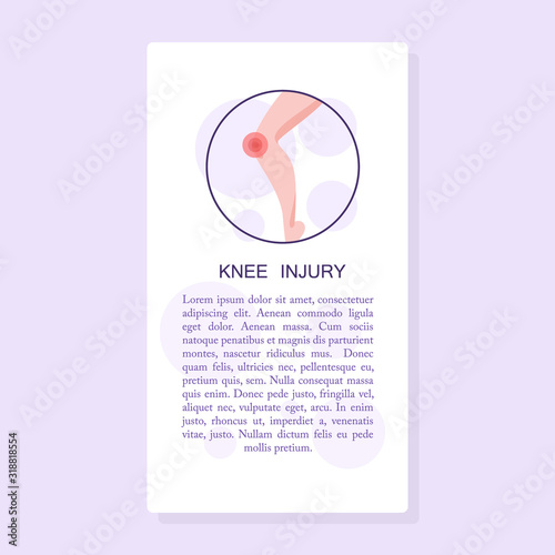 Knee injury. Woman having a painful damage, trauma.