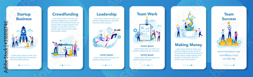 Business process mobile application banner. Business people