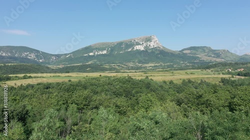 Summer scenery with Stol mountain in Eastern Serbia 4K aerial video photo