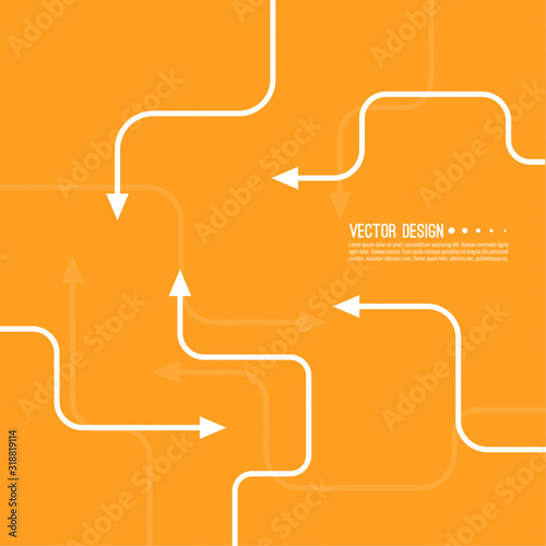 Vector abstract background with various curved direction arrows. The concept of the path of movement.