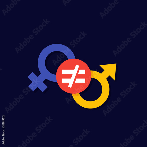 gender inequality concept, vector icon