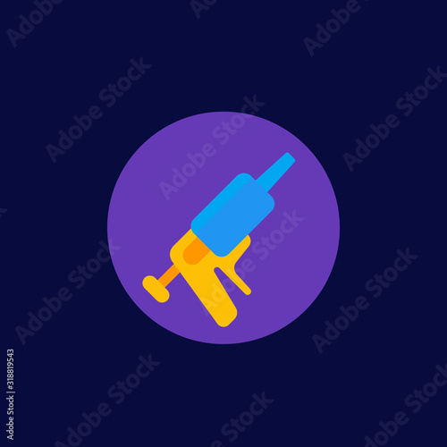 silicone caulk gun icon, flat vector