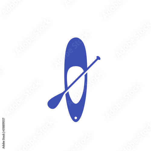SUP board and paddle vector icon