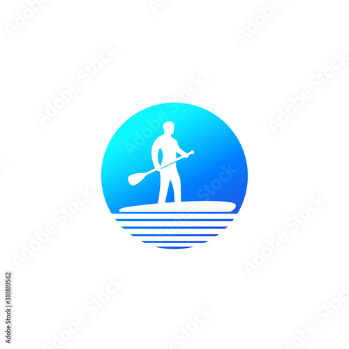 SUP, Stand up paddle surf board vector logo