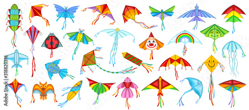 Flying kite vector illustration on white background .Festival kites cartoon set icon.Isolated cartoon set icon flying kite.