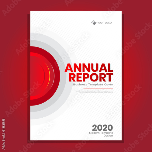 Elegant red and yellow circle cover design with gradient lines for book or report covers