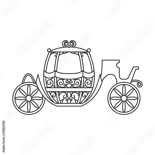 Vintage carriage vector icon.Outline, line vector icon vintage carriage isolated on white background .