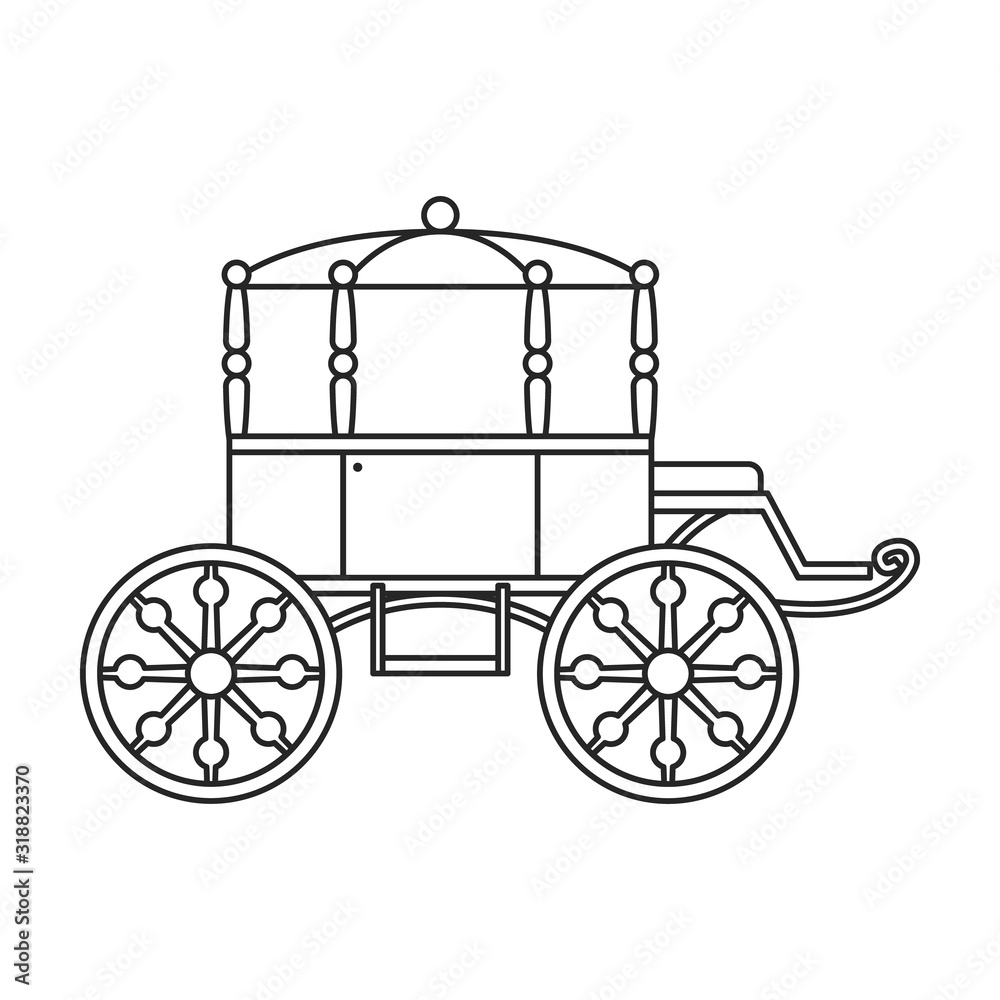 Retro brougham vector icon.Outline, line vector icon retro brougham isolated on white background.