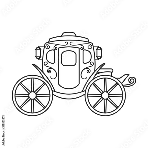 Vintage carriage vector icon.Outline, line vector icon vintage carriage isolated on white background .