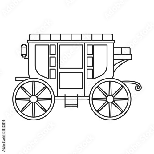 Vintage carriage vector icon.Outline, line vector icon vintage carriage isolated on white background .