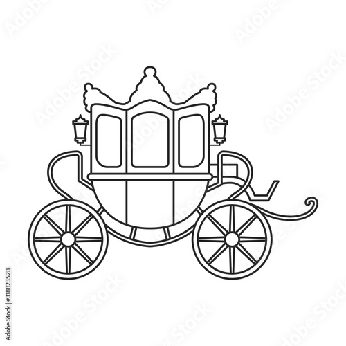 Retro brougham vector icon.Outline, line vector icon retro brougham isolated on white background.