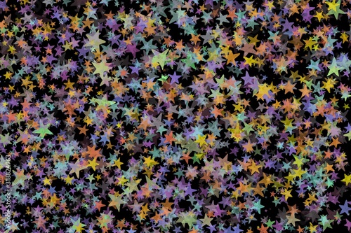 Multi colored stars on black background.For the excellent artwork.