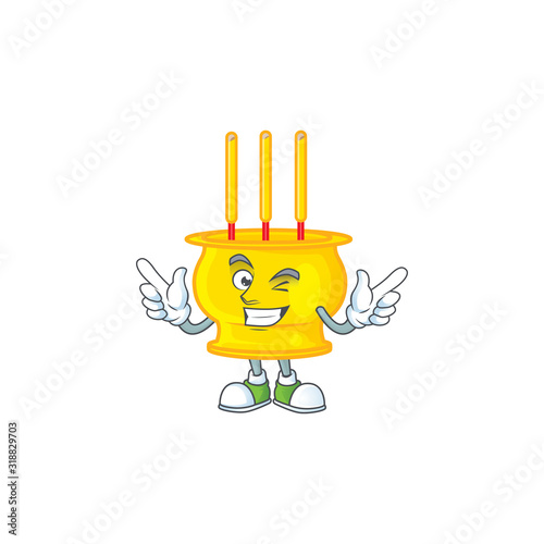 Funny face chinese gold incense cartoon character style with Wink eye
