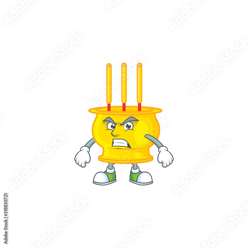 cartoon character of chinese gold incense with angry face