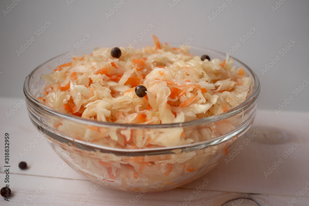 Sauerkraut garnished with black pepper peas Sauerkraut garnished with black pepper peas