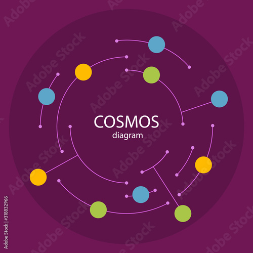 Purple infographics cosmos. Abstract round infographic 11 step. Business template presentation circular lines and color circle on violet background. Vector illustration.
