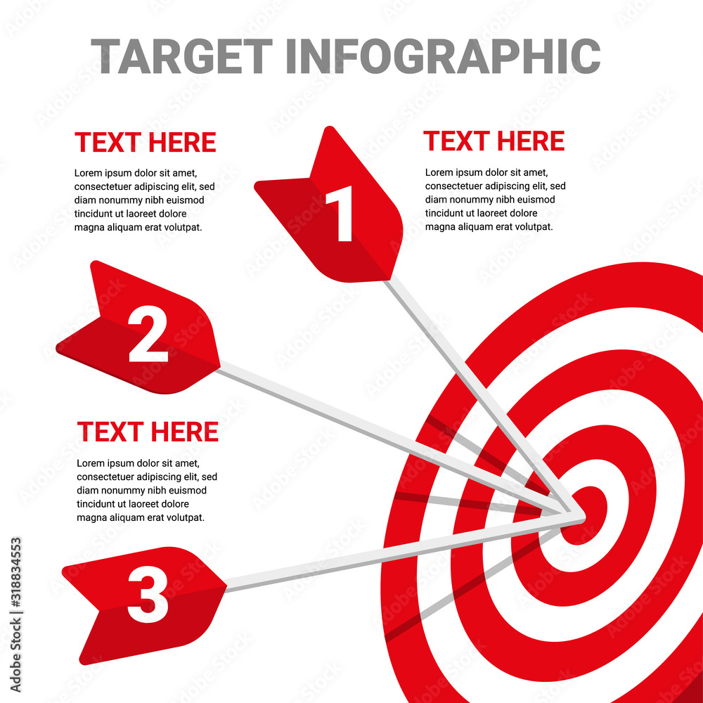 Vetor de target infographic with three arrows. element vector with