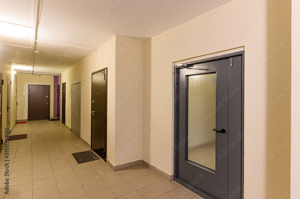 Russia, Moscow- September 10, 2019: interior room apartment public place, staircase Russia, Moscow- September 10, 2019: interior room apartment public place, staircase