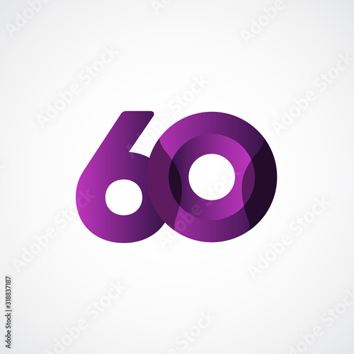 60 Years Anniversary Celebrations Purple Vector Template Design Illustration
