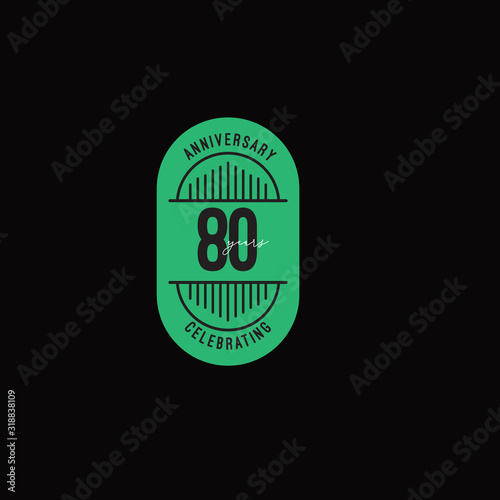 80 Years Anniversary Celebrations Retro Style Vector Template Design Illustration