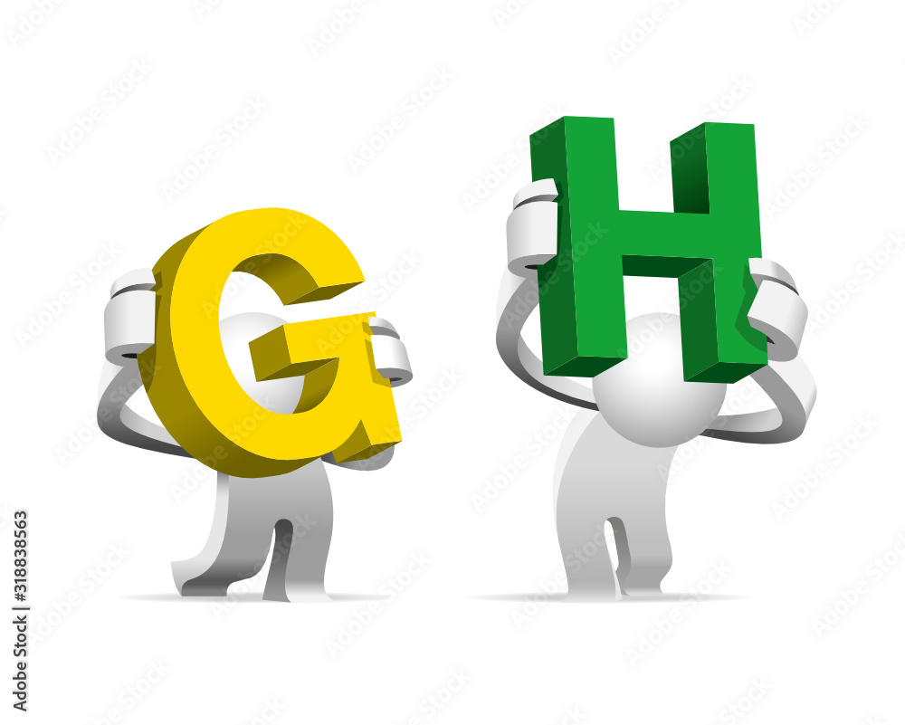 Simplified man Presenting Big Giant Alphabet C & D Simplified man Presenting Big Giant Alphabet C & D