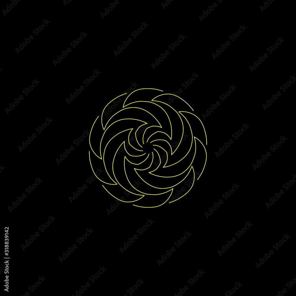 Simple composition of abstract flower with mandala shape and black background. Simple composition of abstract flower with mandala shape and black background.