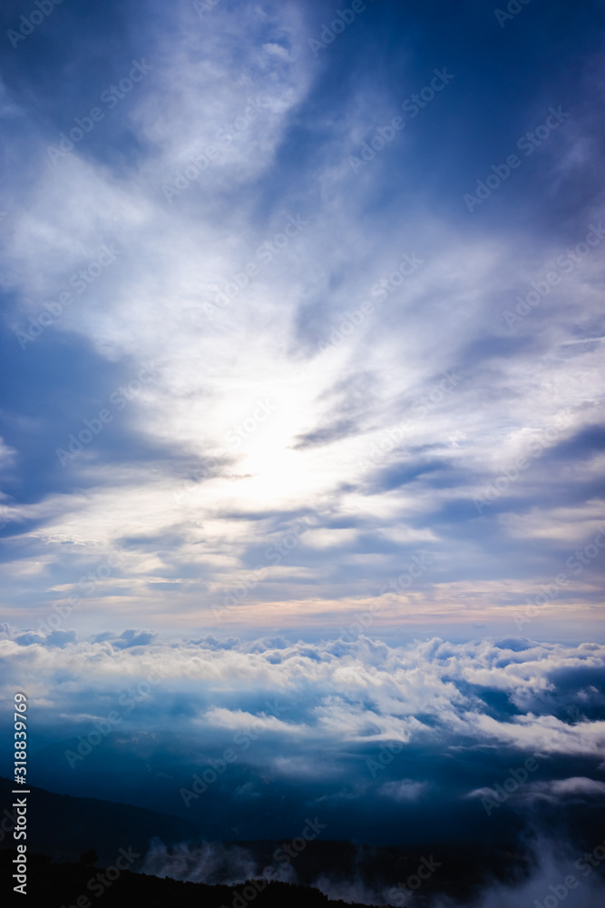 Nice image as a background of cloudy sky in high mountains for nature background.