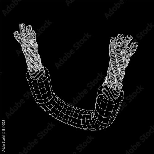Electrical cable cleared wire. Wireframe low poly mesh vector illustration