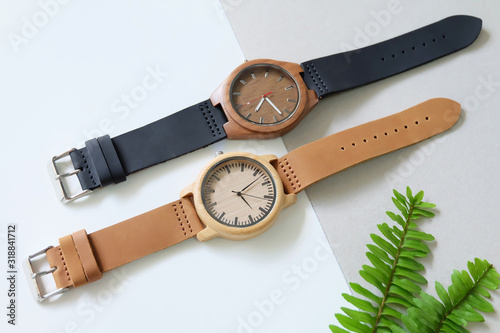 Nature leafs and leather band watches