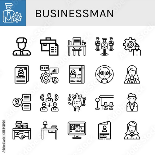 businessman simple icons set
