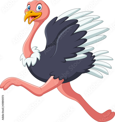 A cute cartoon ostrich running