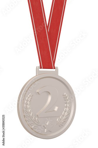 Silver medals Isolated in white background. 3d illustration