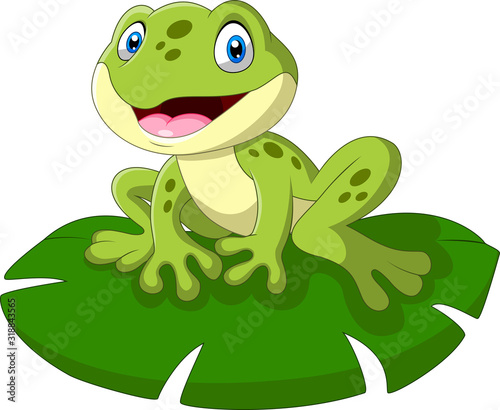 A cute cartoon frog sitting