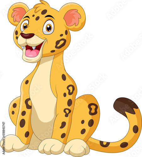 A cute cartoon cheetah sitting