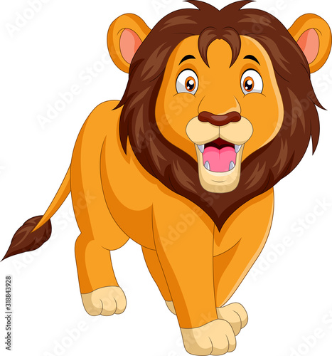 A cute cartoon lion roaring