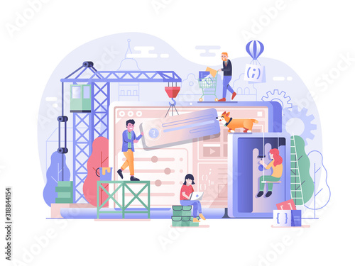 Web Developers Team Coding and Developing Website