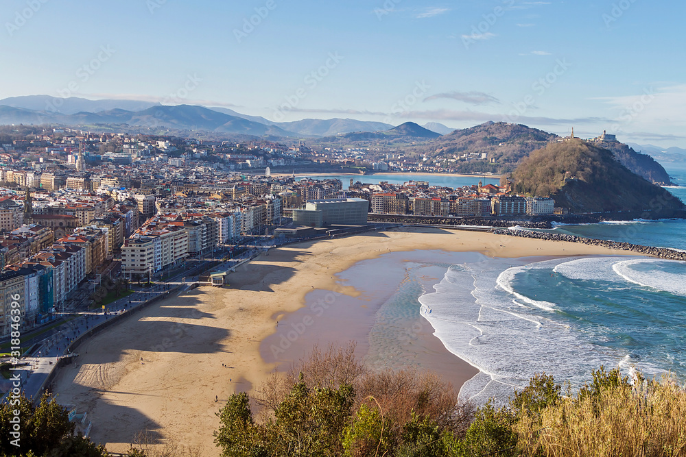 A panoramic image of Donostia city in the Basque Country, Spain A panoramic image of Donostia city in the Basque Country, Spain