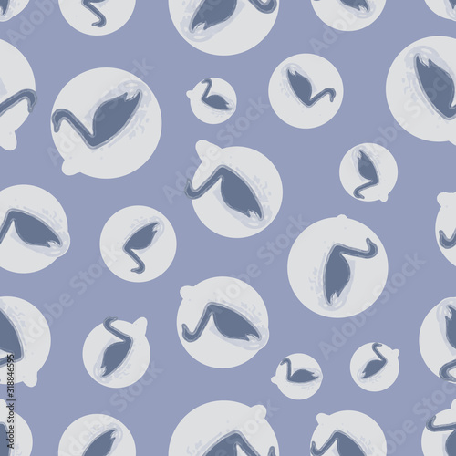 Vintage blue swan background seamless pattern print design
