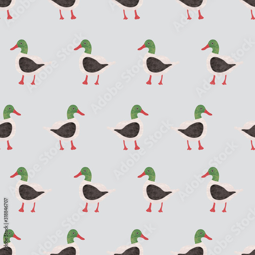 Vintage colored duck background seamless pattern print design photo