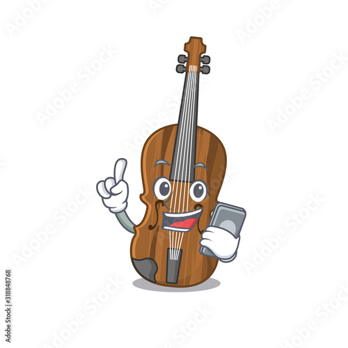 Cartoon design of violin speaking on a phone