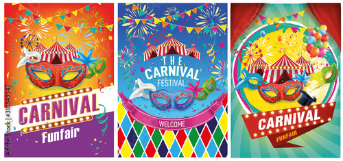 Leinwand Poster set graphics for carnival