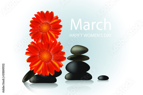 Banner for International Women s Day. Realistic 3D Vector Zen Stones