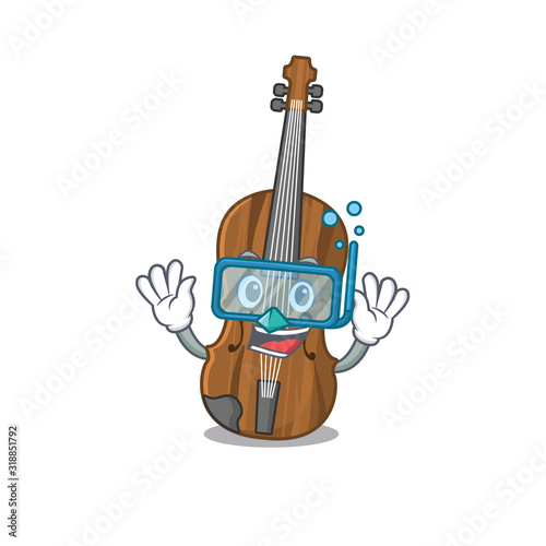 cartoon character of violin wearing Diving glasses