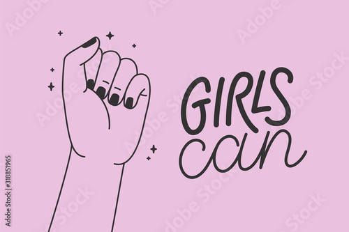 Vector illustration with hand-lettering phrase - girl power - stylish print for poster or t-shirt