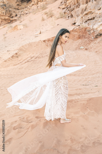 Beautiful bride on the desert