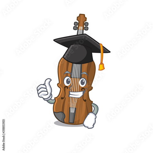 happy and proud of violin wearing a black Graduation hat