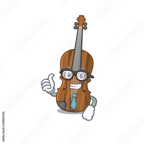 cartoon character of Businessman violin wearing glasses